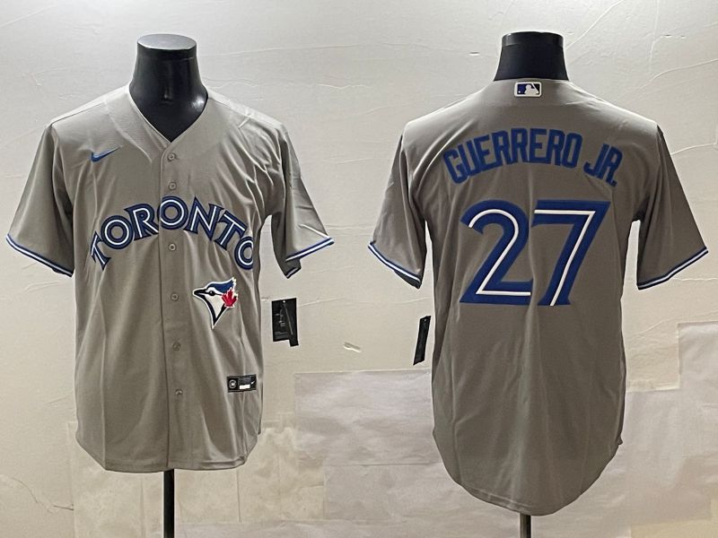 Men Toronto Blue Jays #27 Guerrero jr Grey Game 2025 Nike MLB Jersey style 1